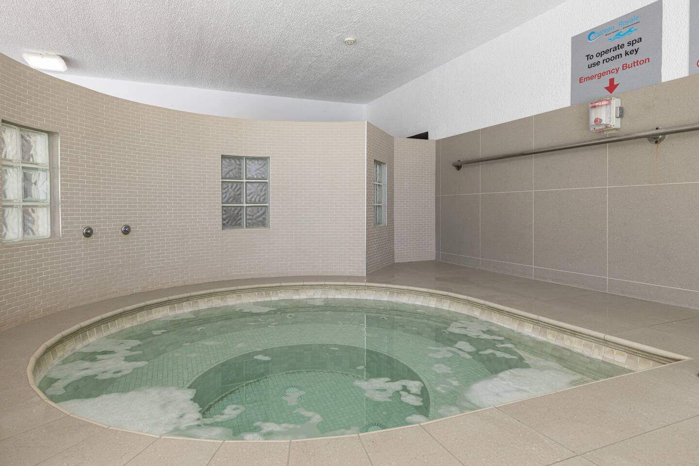 Heated indoor spa at Chateau Royale resort, Cotton Tree Maroochydore