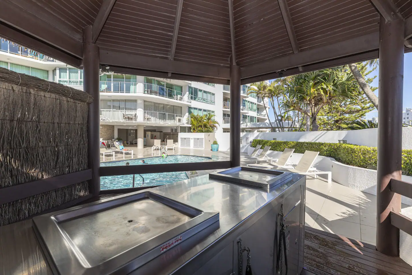 Rooftop BBQ terrace at Chateau Royale, Cotton Tree Maroochydore